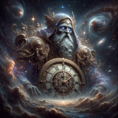 The primary subject of the image is a clock, which is the main object, scene, or focus of the image. The clock is surrounded by a celestial setting, with a backdrop of stars and a sky. The visual style of the image is digital art, as it is a digital illustration of a clock. The colors and mood of the image are predominantly dark and mysterious, with the clock as the central point of interest.